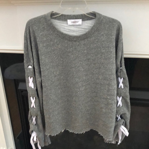 NWT SoulCycle Lace up  bell sleeve sweatshirt - Picture 1 of 10